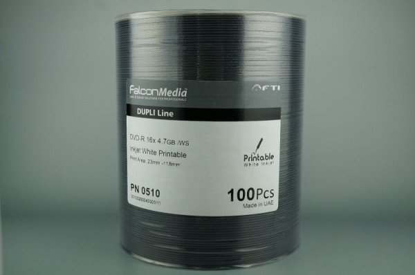 画像1: 【メーカー生産終了/在庫限り】【ハードコート仕様】【Falcon/ファルコン社製】DVD-R　ワイドプリント　100枚セット (1)