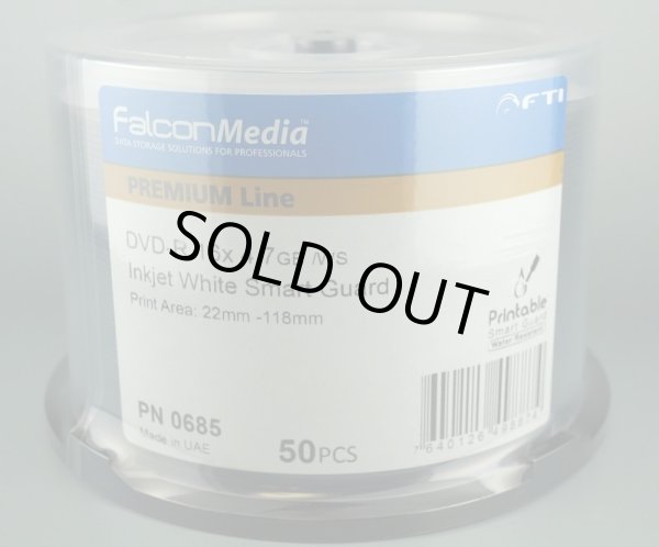 画像1: 【メーカー生産終了/在庫限り】【光沢/耐水】【Falcon/ファルコン社製】　DVD-R　ワイドプリント　スマートガード　50枚 (1)